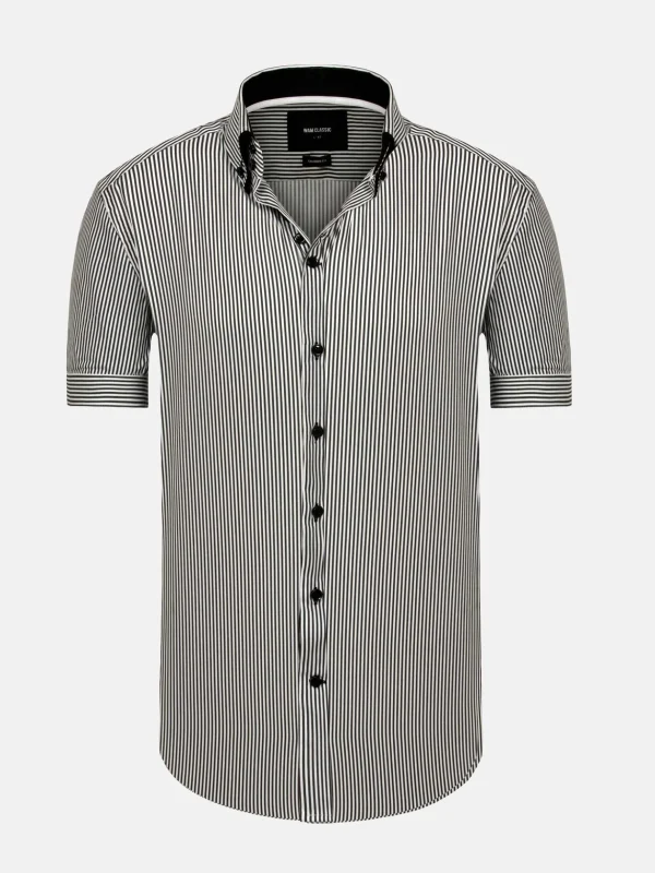 WAM DENIM Overhemd Korte Mouwen*Aire Black Overhemd Korte Mouw