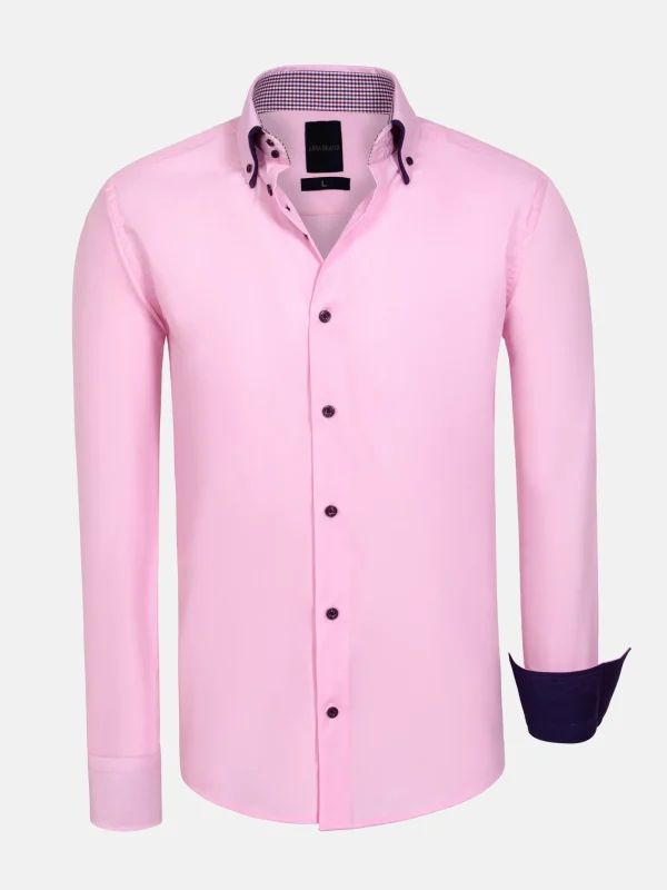 WAM DENIM Overhemd Lange Mouwen*Ales Solid Structured Pink Overhemd Lange Mouw