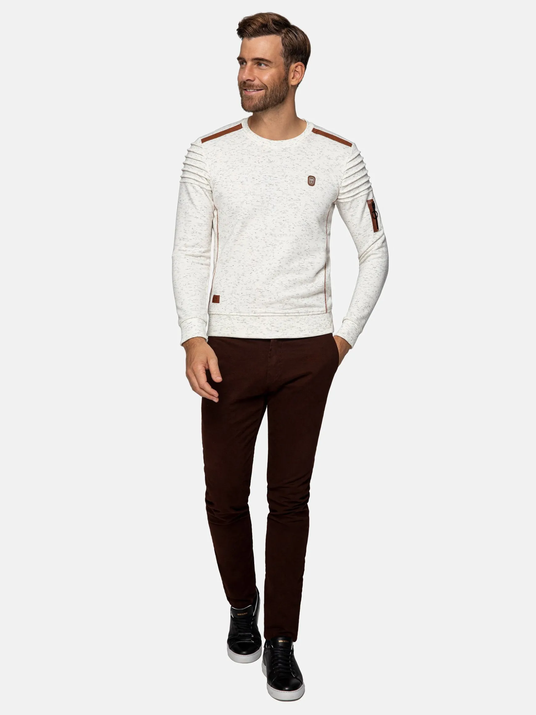 WAM DENIM Sweaters & Vesten*Anita Slim Fit Crew Neck Off-White Sweater