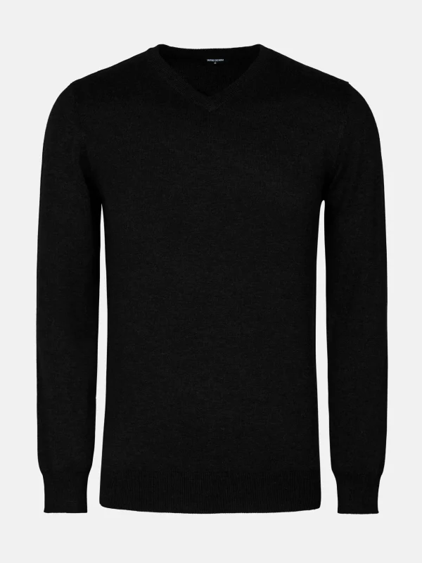 WAM DENIM Truien & Pullovers*Athens V-Neck Black Pullover
