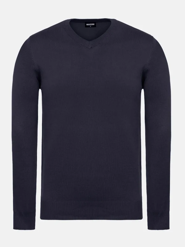WAM DENIM Truien & Pullovers*Athens V-Neck Navy Pullover