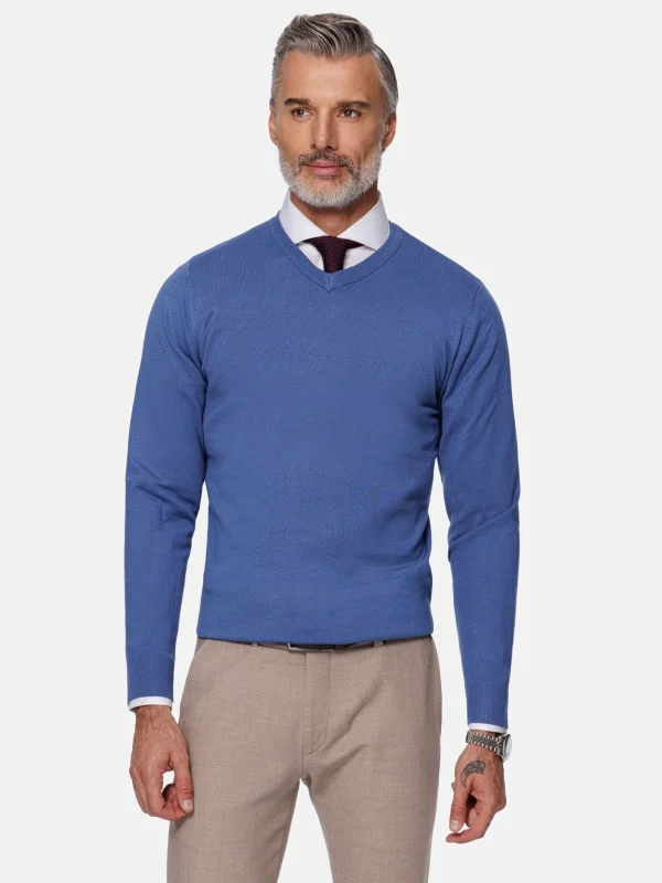 WAM DENIM Truien & Pullovers*Athens V-Neck Royal Blue Pullover