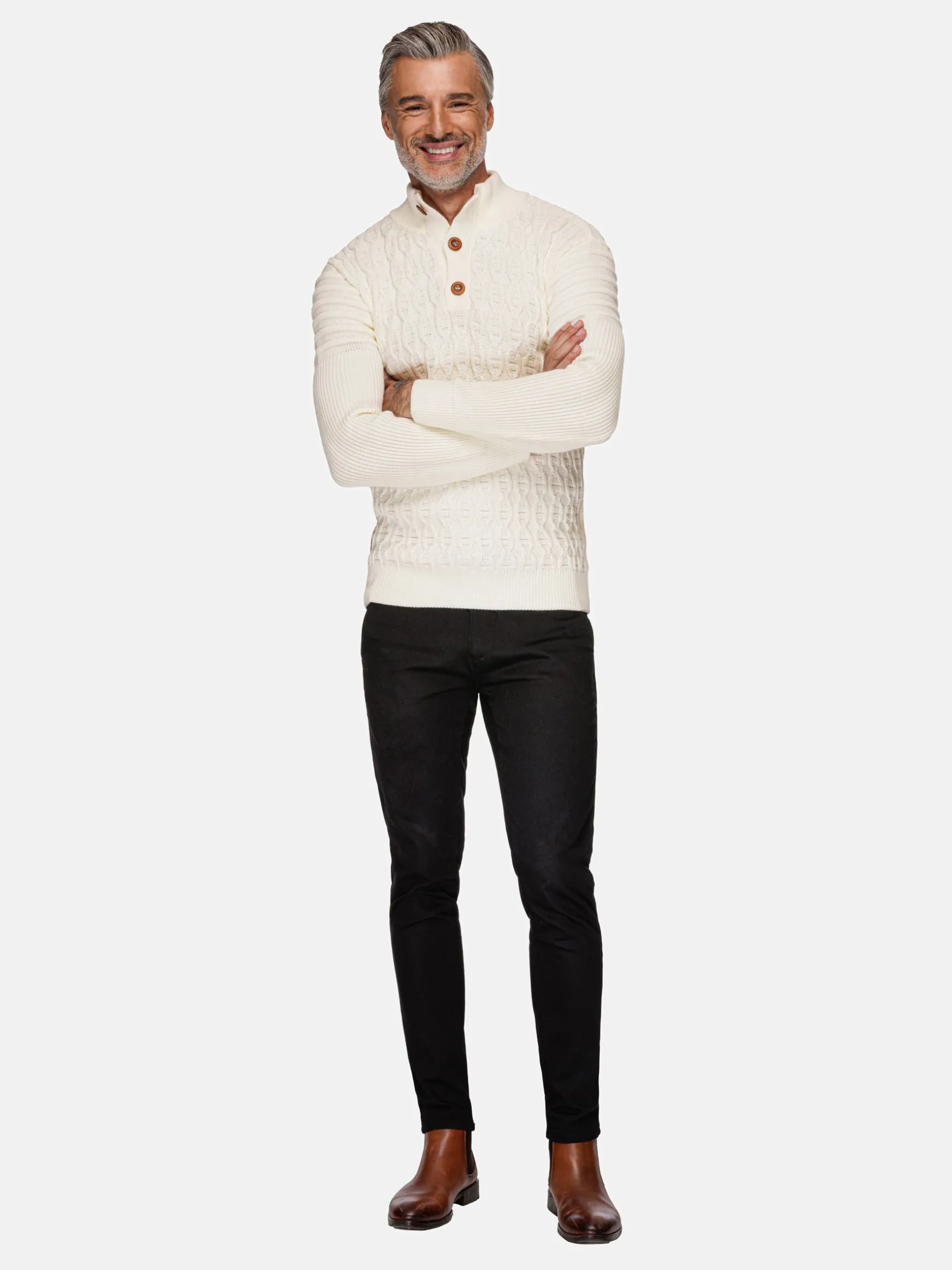 WAM DENIM Truien & Pullovers*Avon Off White Pattern Truien