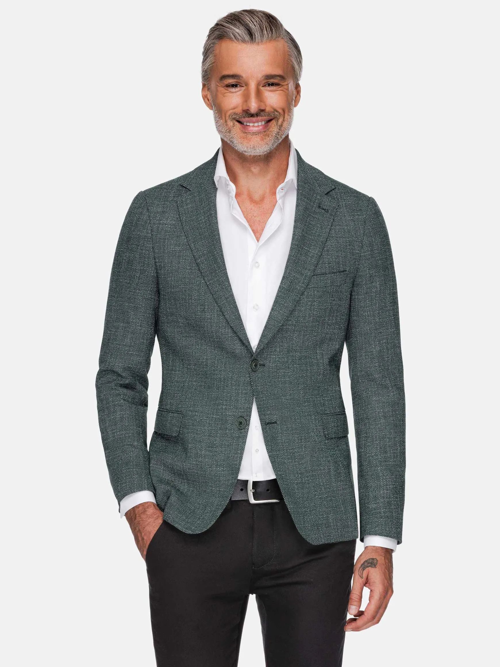 WAM DENIM Colberts & Blazers*Balboa Textured Green Colbert