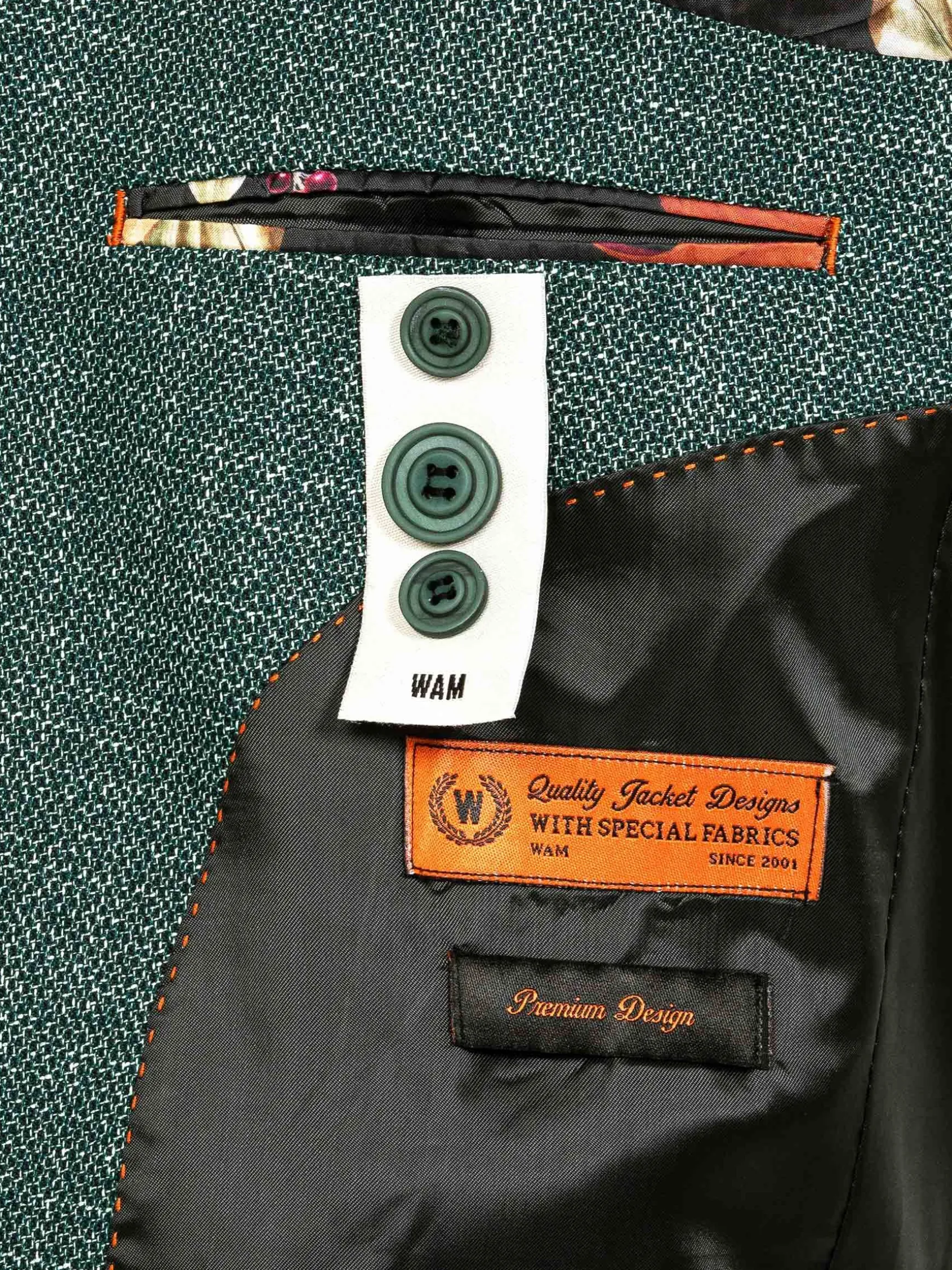 WAM DENIM Colberts & Blazers*Balboa Textured Green Colbert