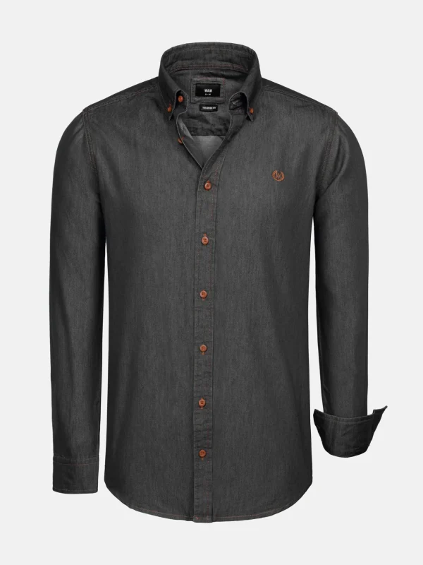 WAM DENIM Overhemd Lange Mouwen*Bali Black Overhemd