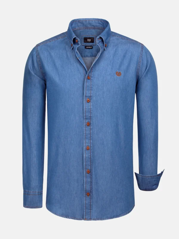 WAM DENIM Overhemd Lange Mouwen*Bali Blue Overhemd