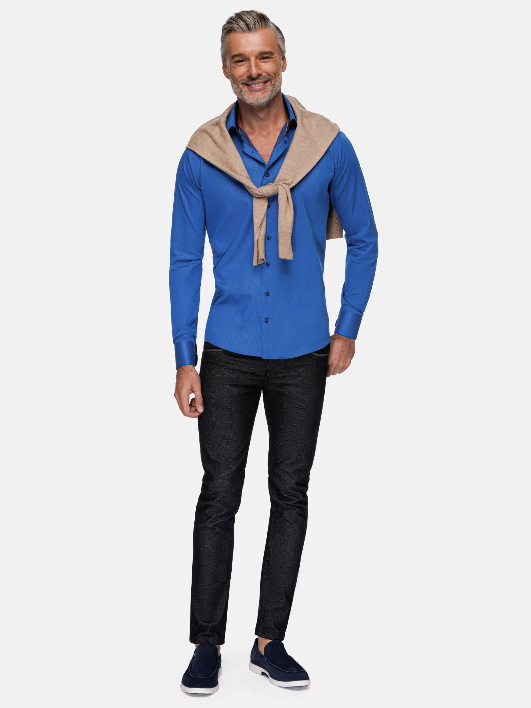 WAM DENIM Overhemd Lange Mouwen*Beaufort Royal Blue Business Overhemd