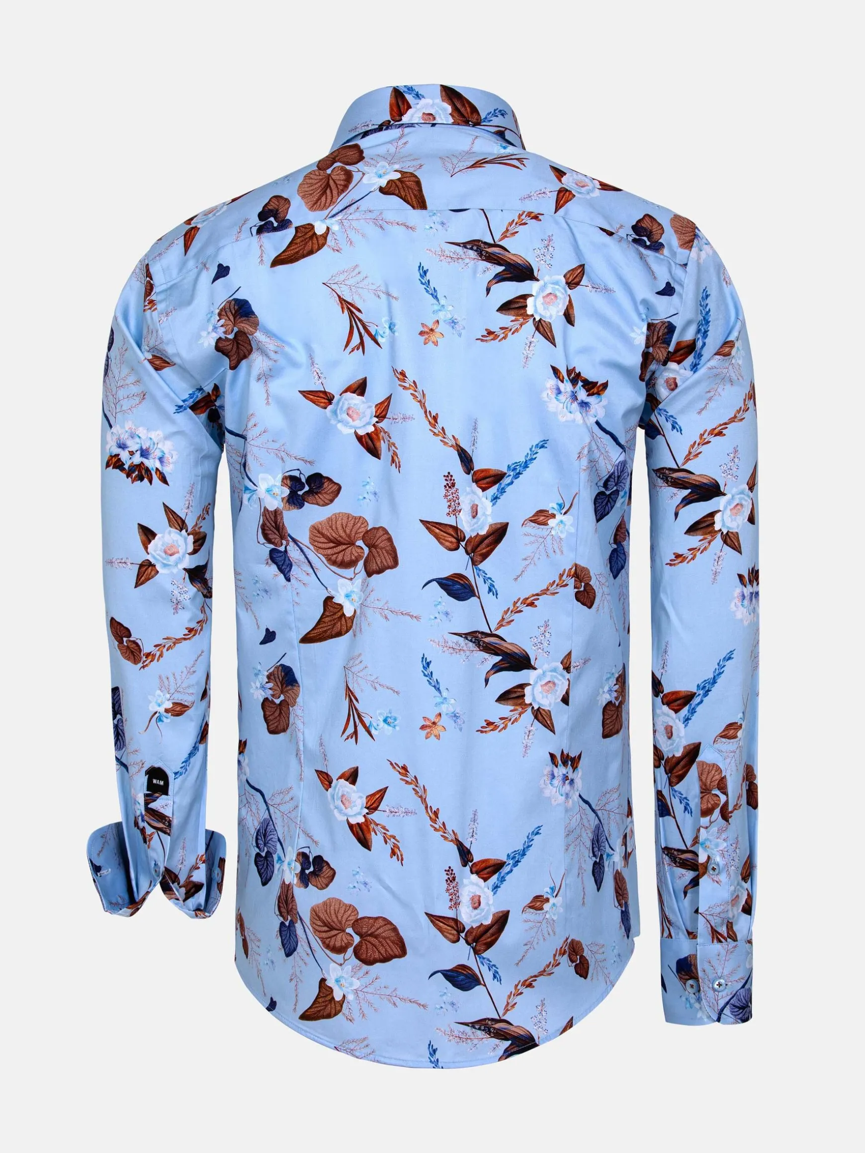 WAM DENIM Overhemd Lange Mouwen*Burano Blue Floral Print Overhemd Lange Mouw