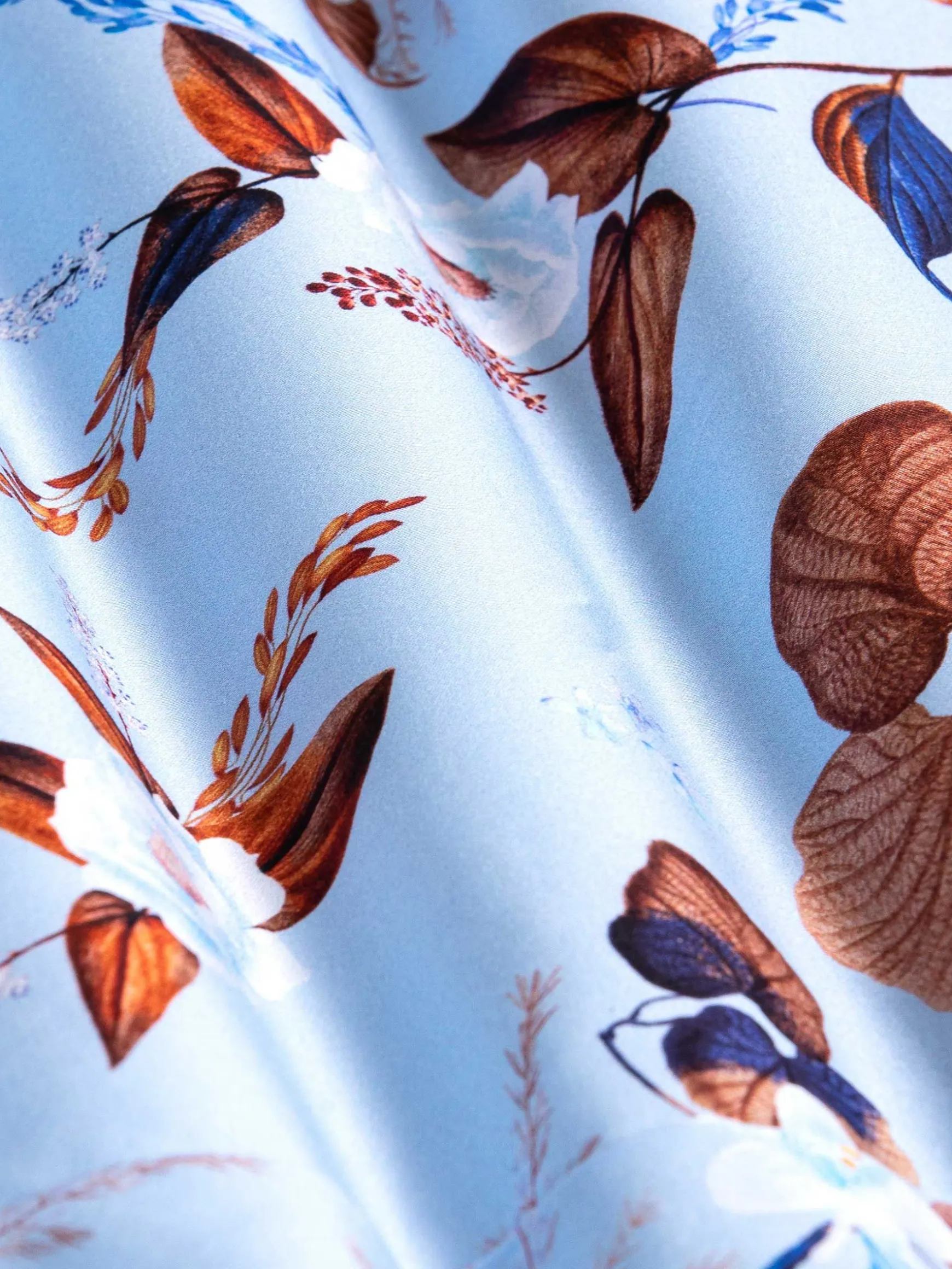 WAM DENIM Overhemd Lange Mouwen*Burano Blue Floral Print Overhemd Lange Mouw