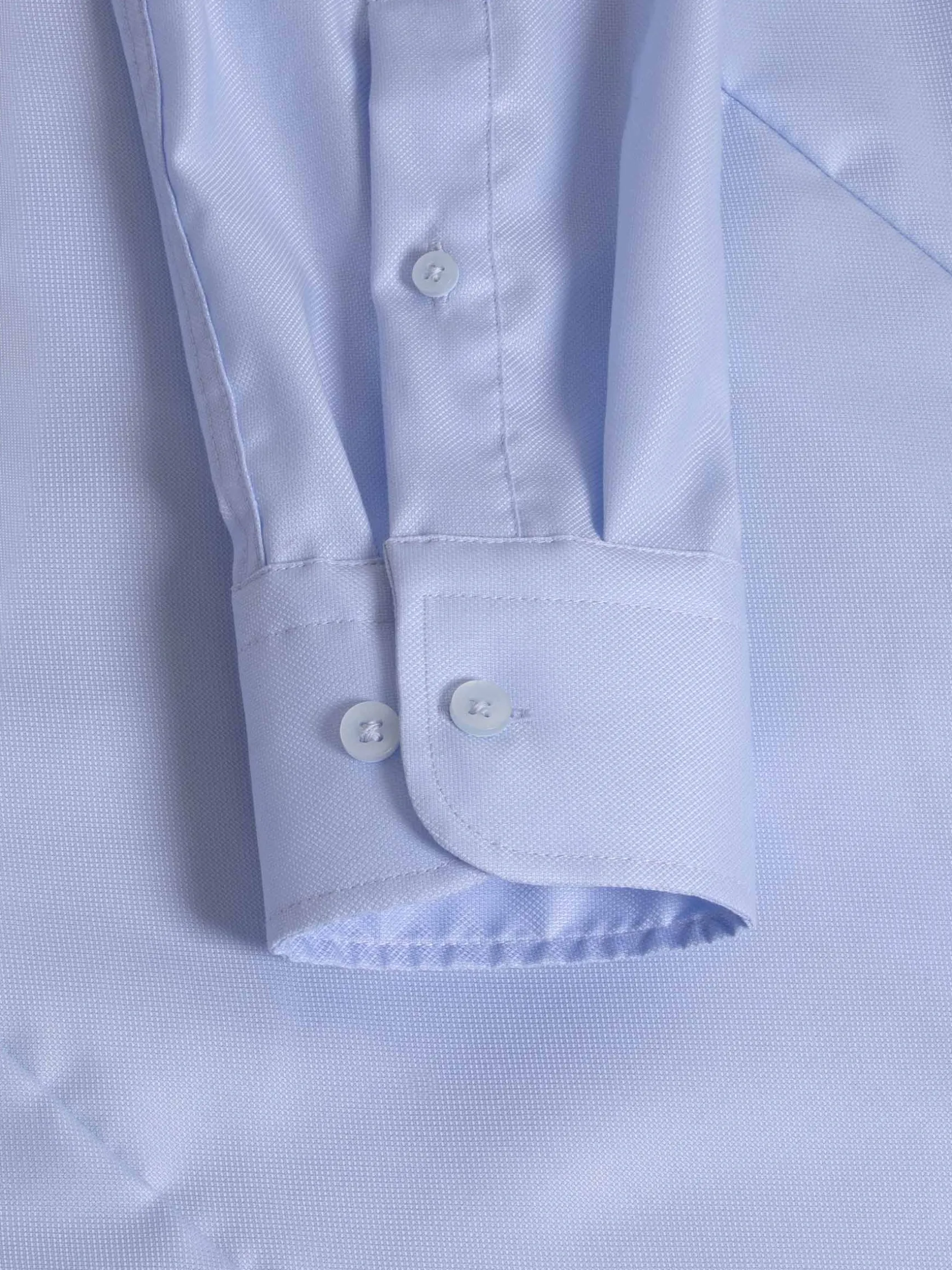 WAM DENIM Overhemd Lange Mouwen*Burgos Solid Blue Overhemd Longe Mouw