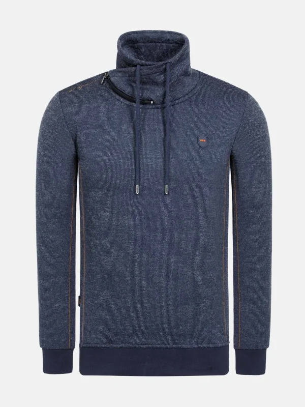 WAM DENIM Sweaters & Vesten*Cain High Neck Navy Sweater