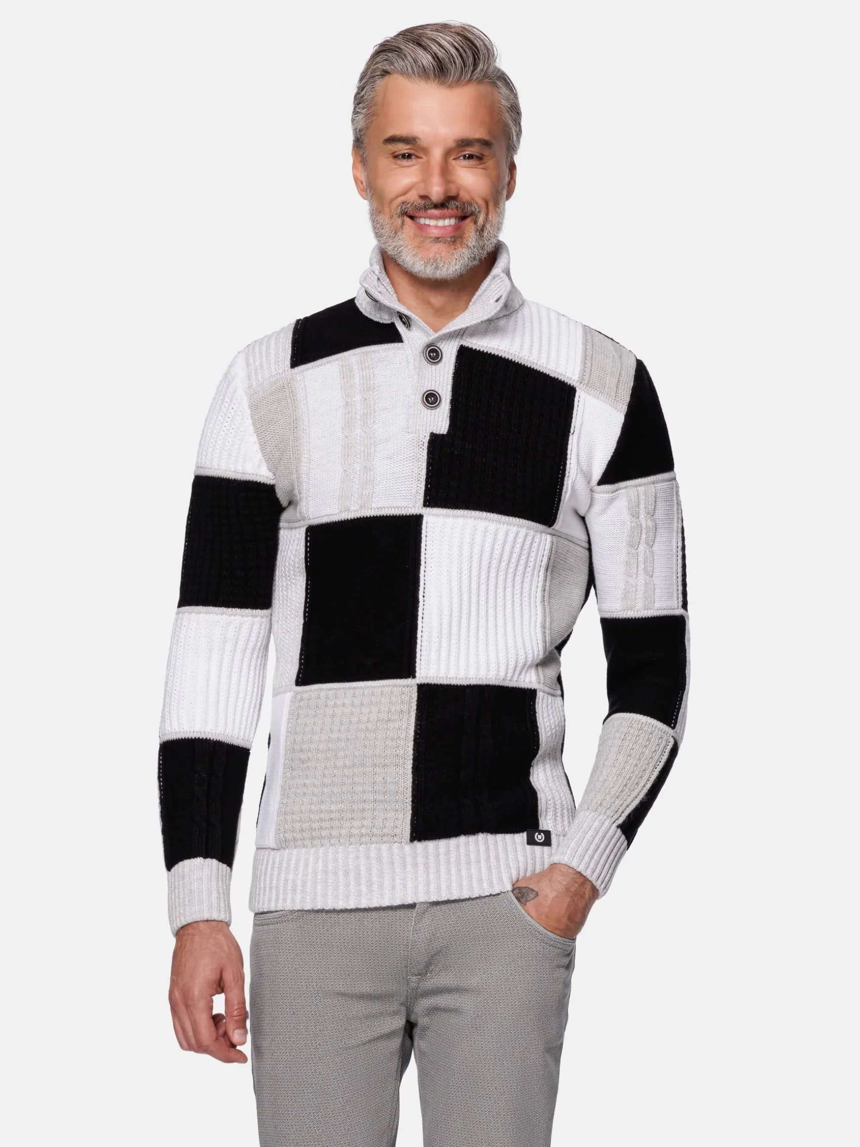 WAM DENIM Truien & Pullovers*Cambridge Pattern Black White Truien