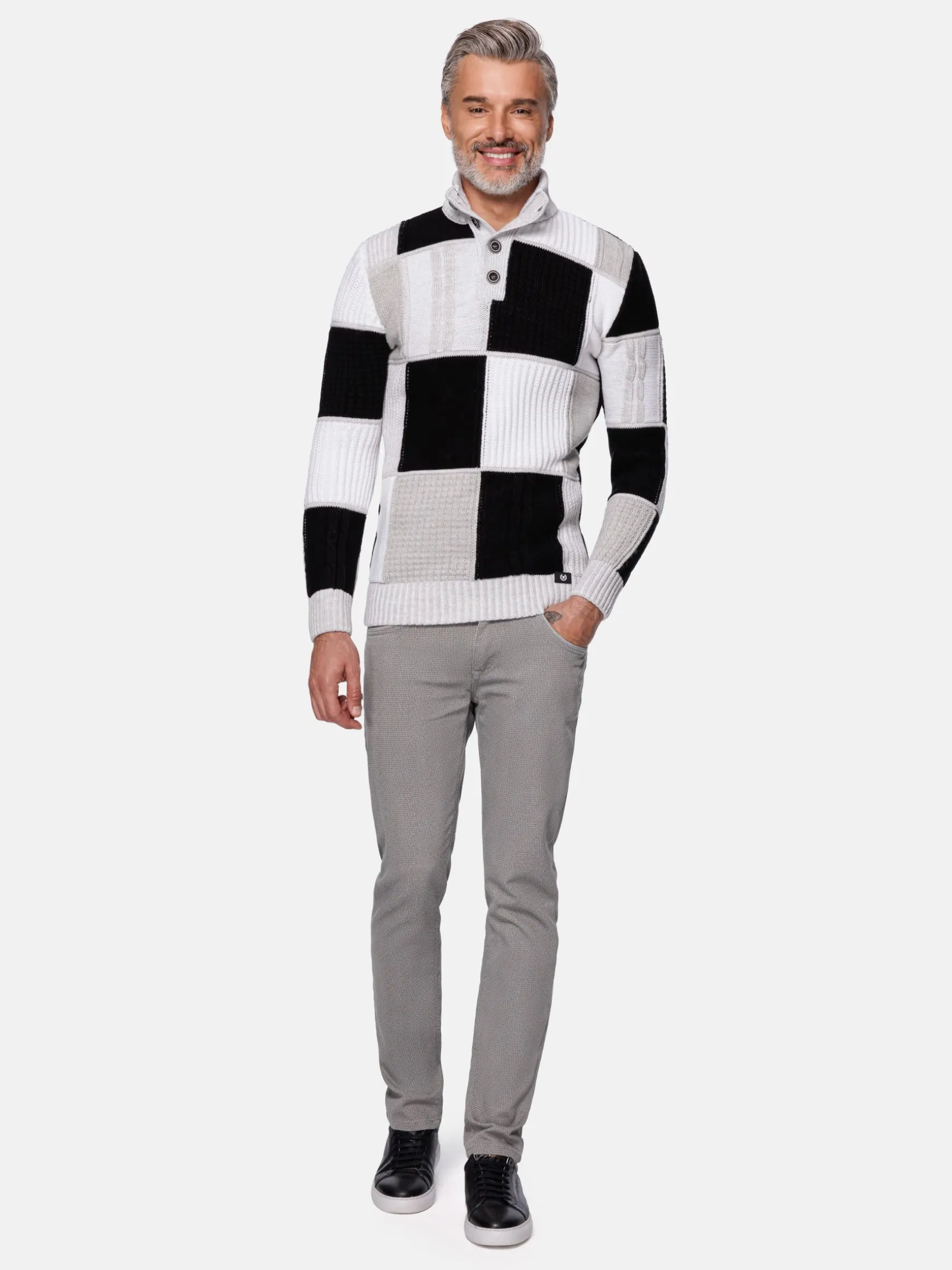 WAM DENIM Truien & Pullovers*Cambridge Pattern Black White Truien