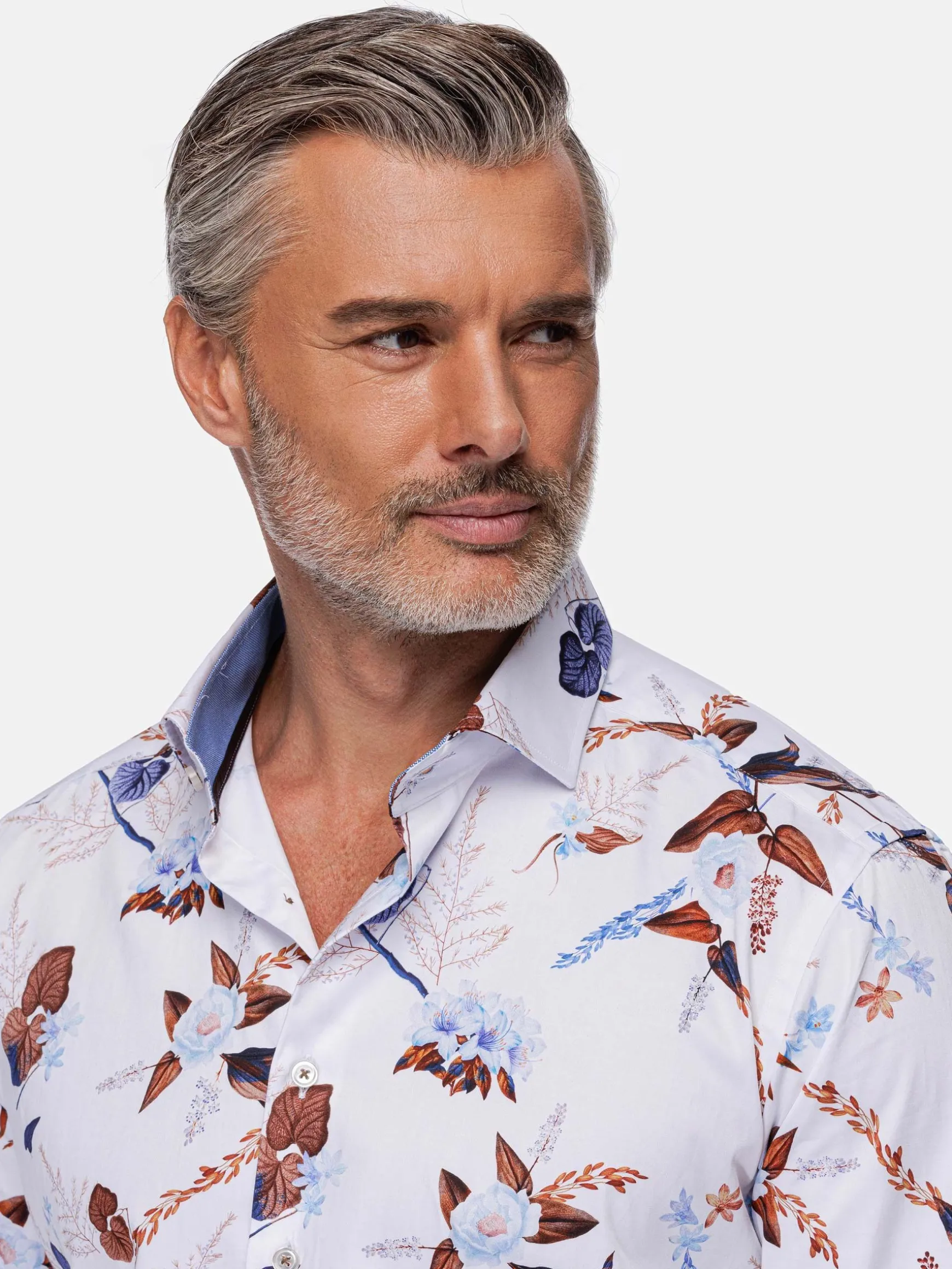 WAM DENIM Overhemd Lange Mouwen*Camburn White Floral Print Overhemd Lange Mouw