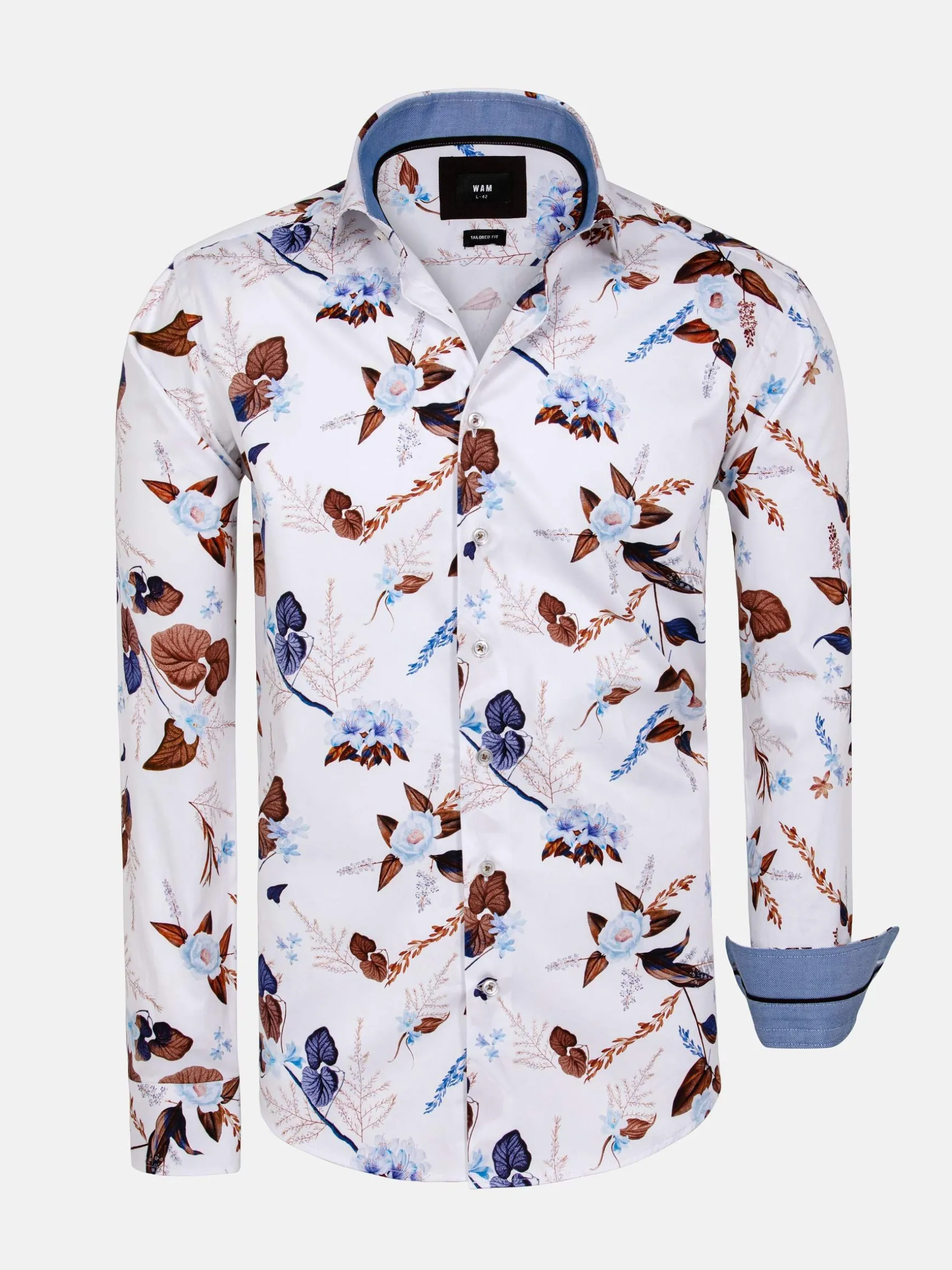 WAM DENIM Overhemd Lange Mouwen*Camburn White Floral Print Overhemd Lange Mouw