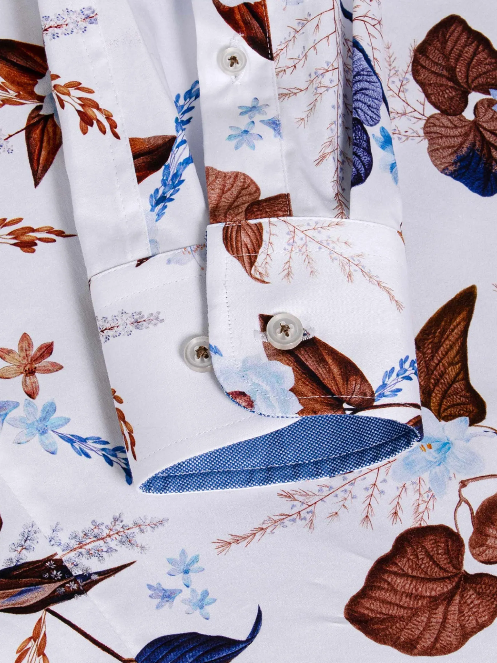 WAM DENIM Overhemd Lange Mouwen*Camburn White Floral Print Overhemd Lange Mouw