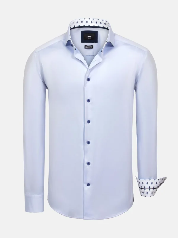 WAM DENIM Overhemd Lange Mouwen*Cassio Light Blue Non-Iron Business Overhemd