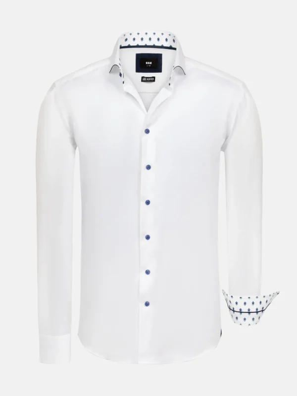 WAM DENIM Overhemd Lange Mouwen*Cassio White Non-Iron Business Overhemd