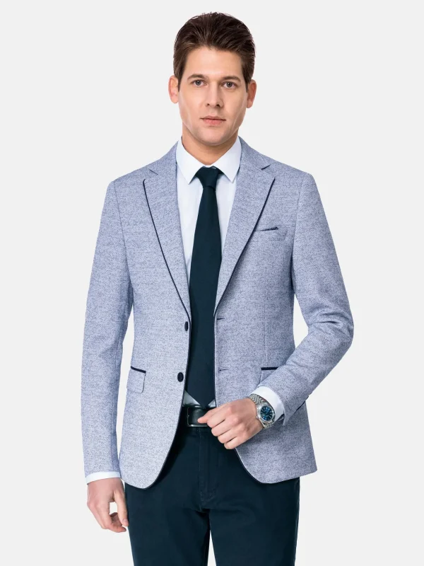 WAM DENIM Colberts & Blazers*Catania Modern Fit White Navy Colbert