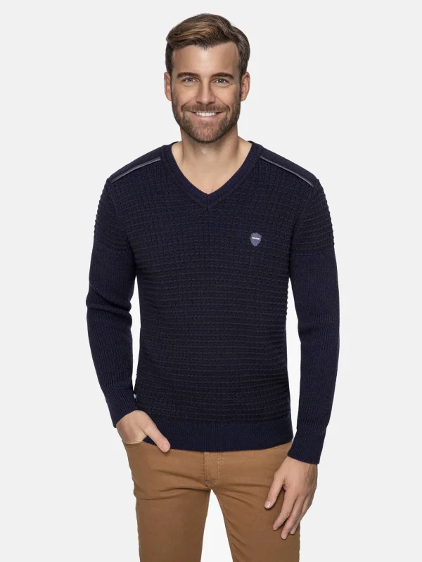 WAM DENIM Truien & Pullovers*Dover Slim Fit V-Neck Navy Truien