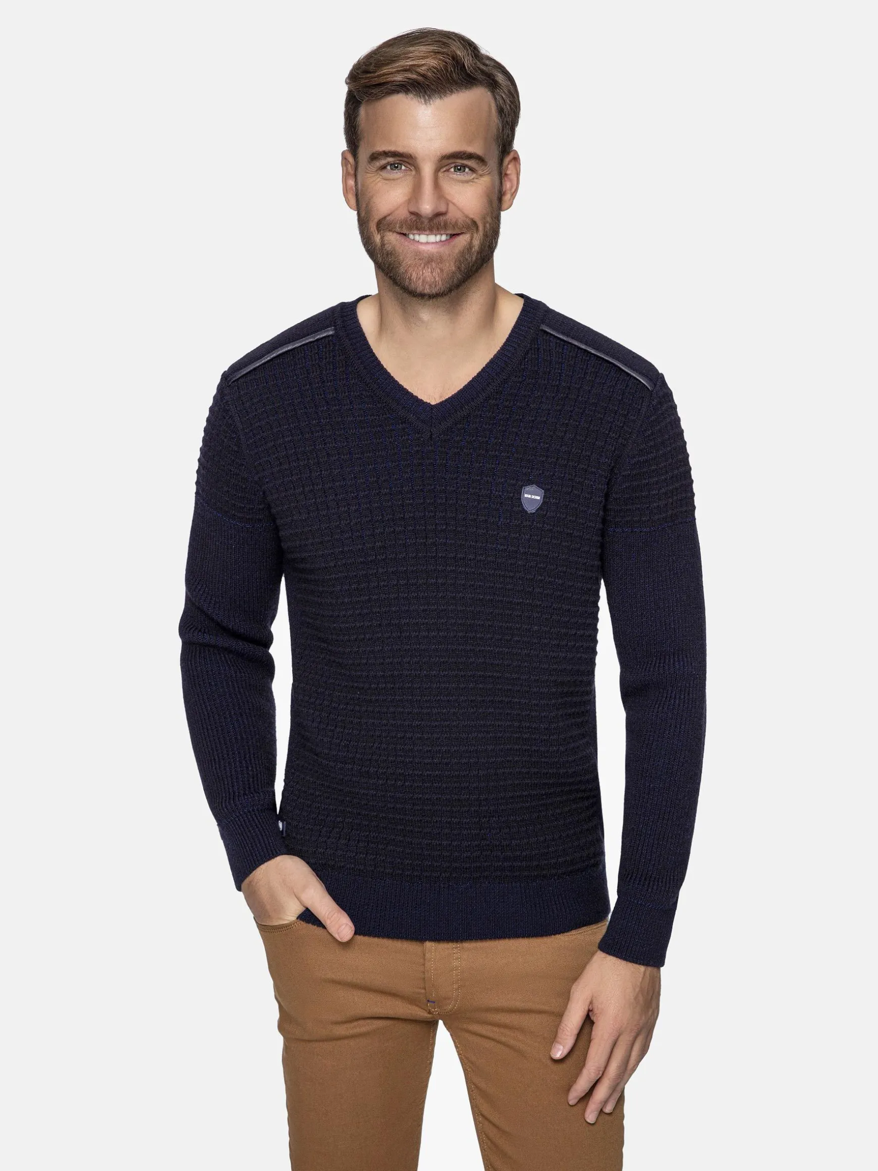 WAM DENIM Truien & Pullovers*Dover Slim Fit V-Neck Navy Truien