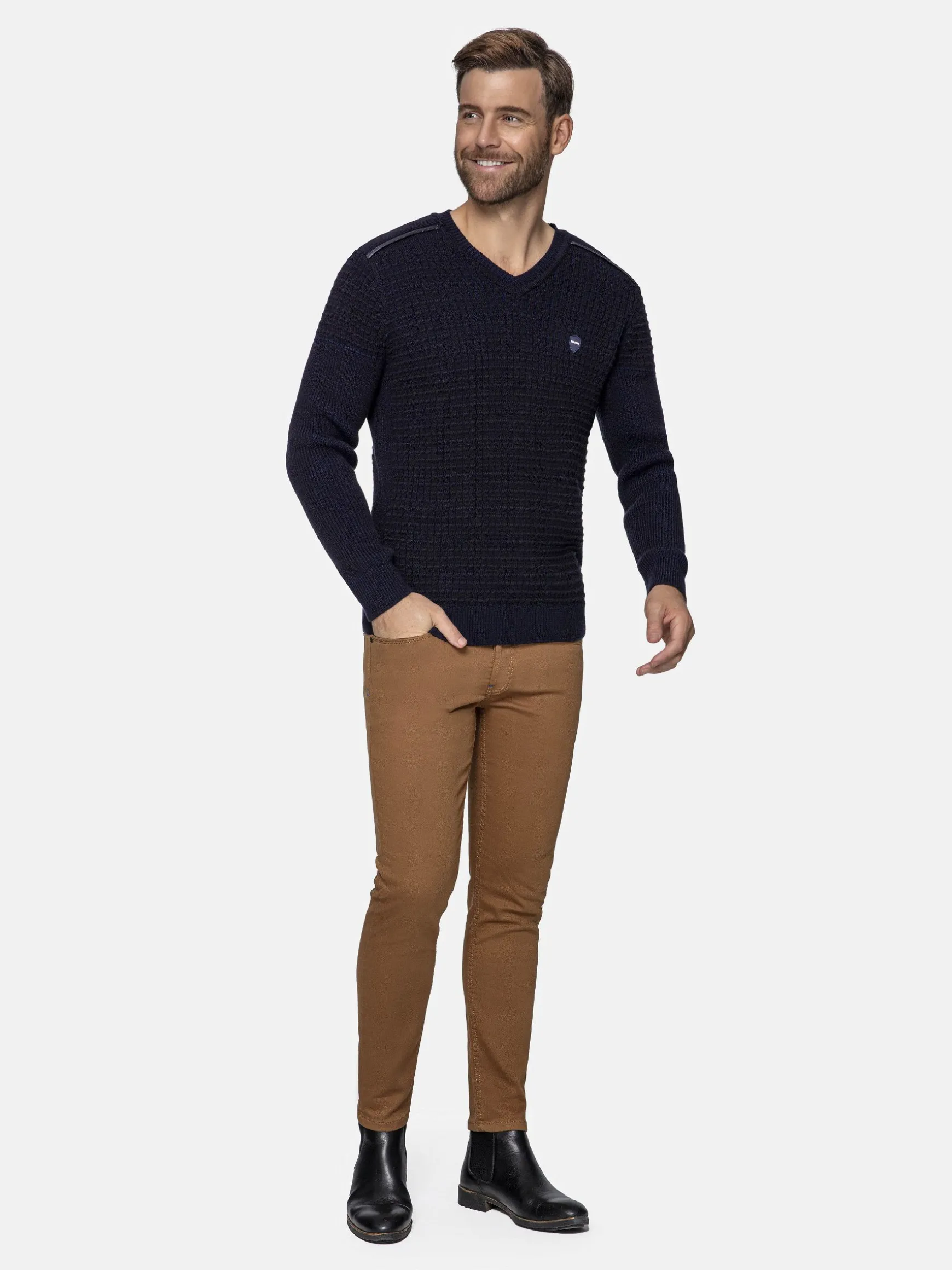 WAM DENIM Truien & Pullovers*Dover Slim Fit V-Neck Navy Truien