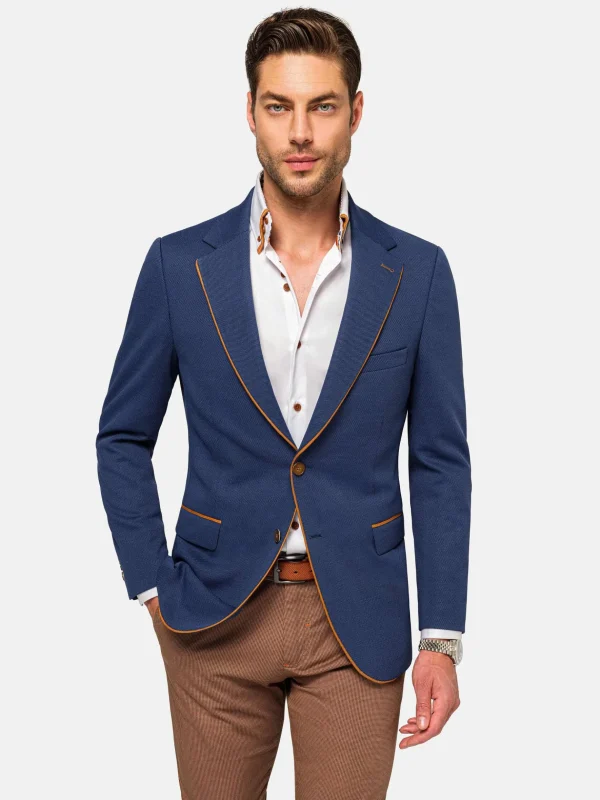 WAM DENIM Colberts & Blazers*Dwayne Notched Lapel Light Navy Colbert