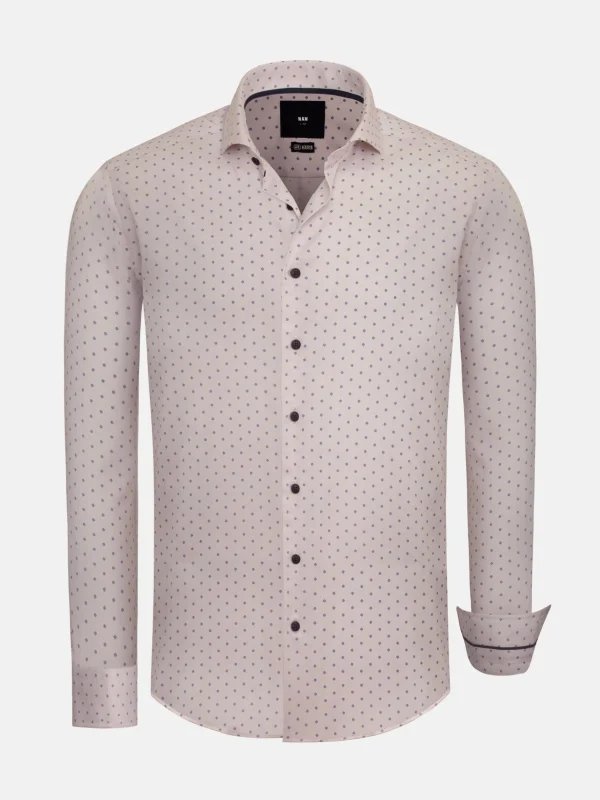 WAM DENIM Overhemd Lange Mouwen*Emiliano Slim Fit Beige Long Sleeve Overhemd