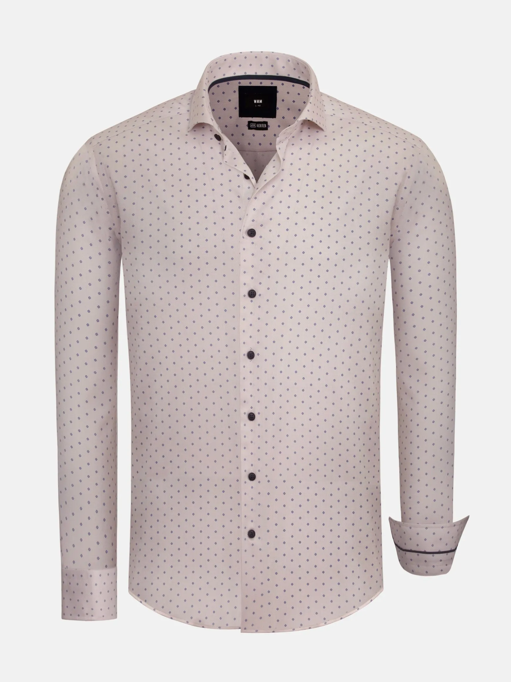 WAM DENIM Overhemd Lange Mouwen*Emiliano Slim Fit Beige Long Sleeve Overhemd