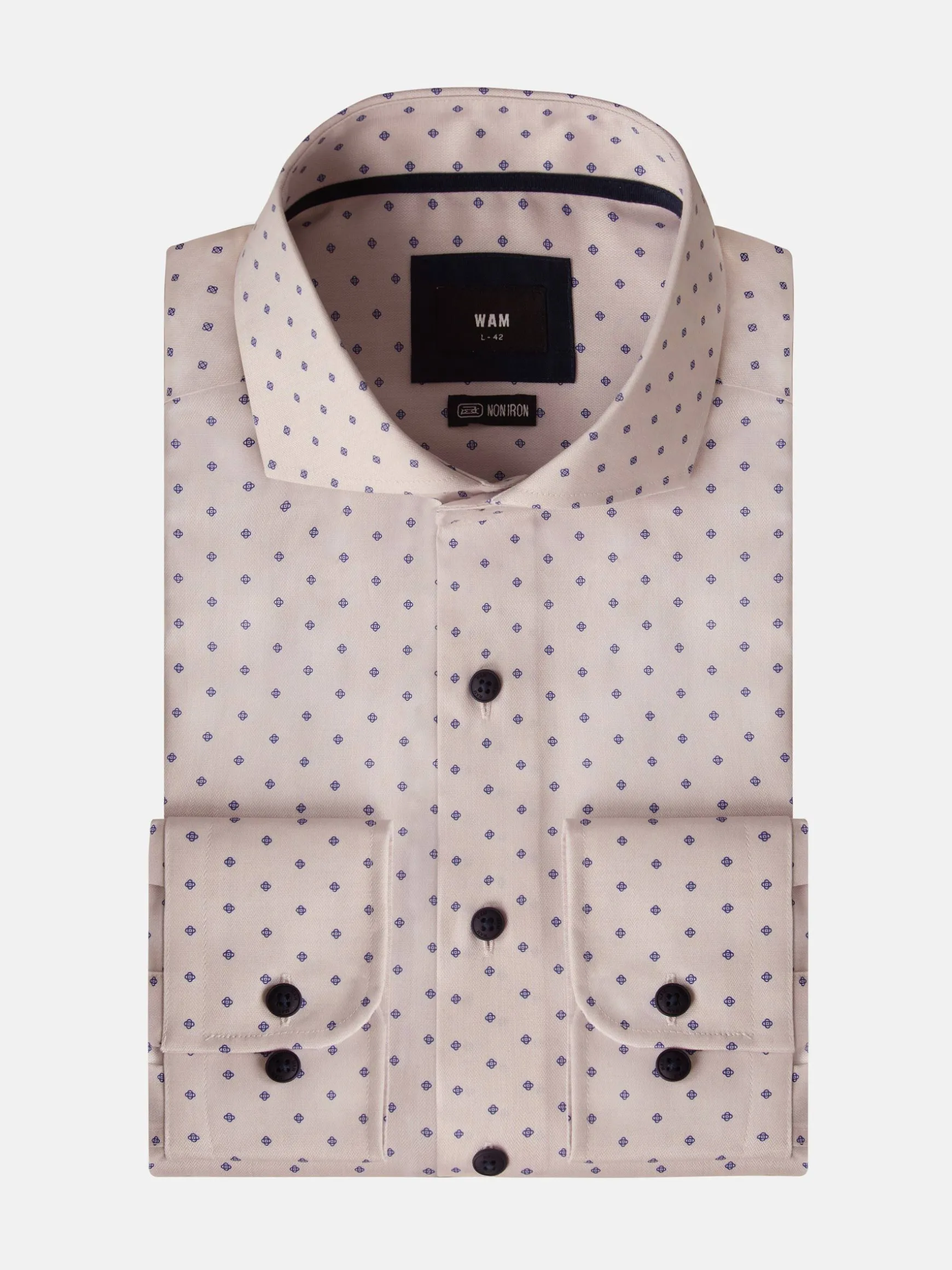 WAM DENIM Overhemd Lange Mouwen*Emiliano Slim Fit Beige Long Sleeve Overhemd