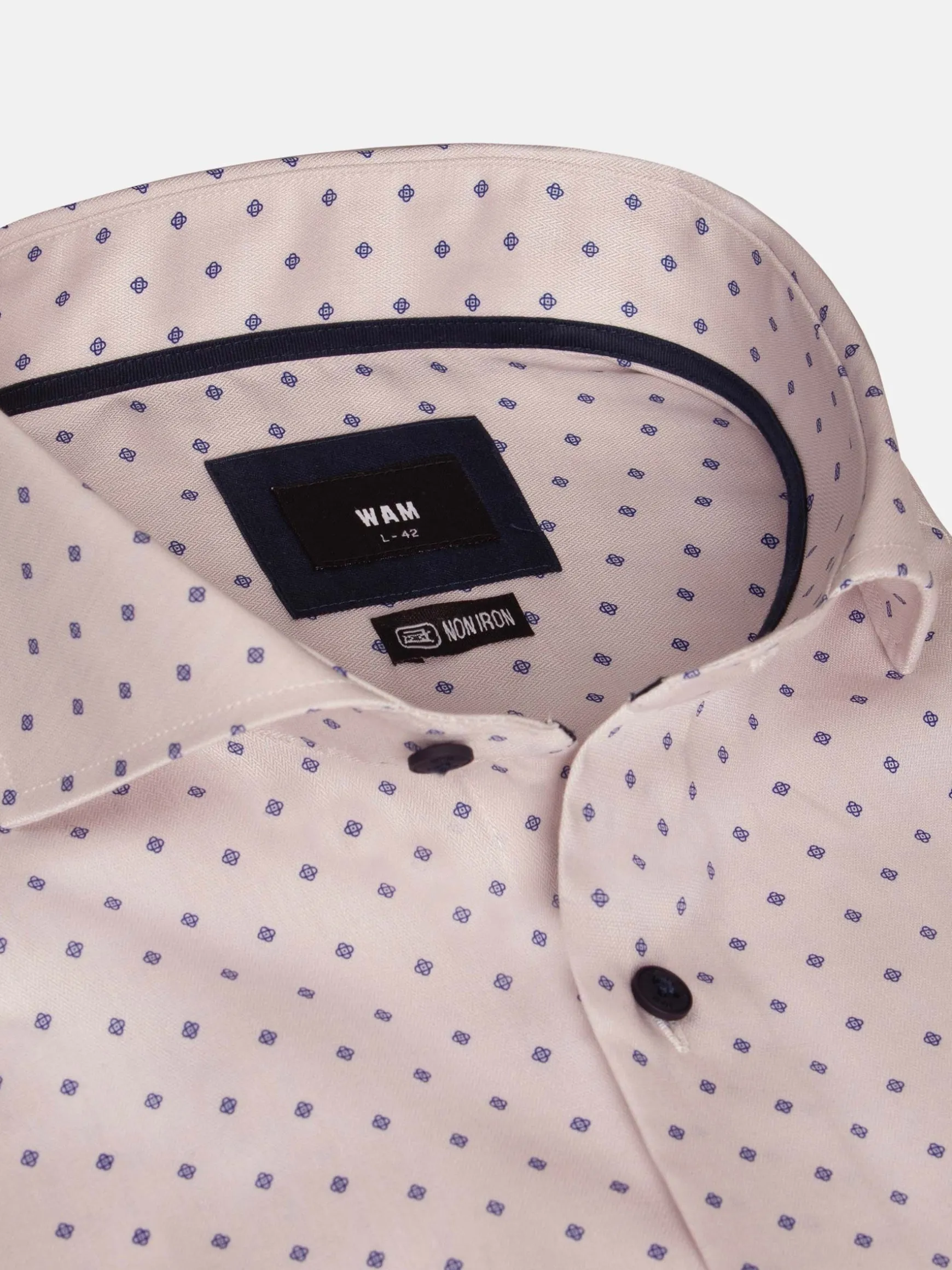 WAM DENIM Overhemd Lange Mouwen*Emiliano Slim Fit Beige Long Sleeve Overhemd