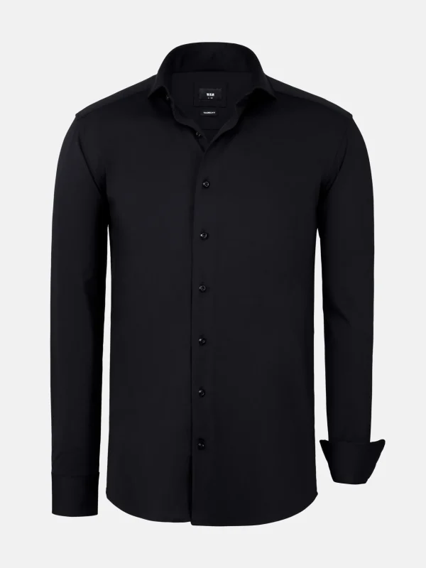 WAM DENIM Overhemd Lange Mouwen*Everest Spread Collar Black Overhemd Lange Mouw