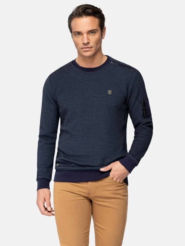 WAM DENIM Sweaters & Vesten*Foyel Crew Neck Navy Sweater