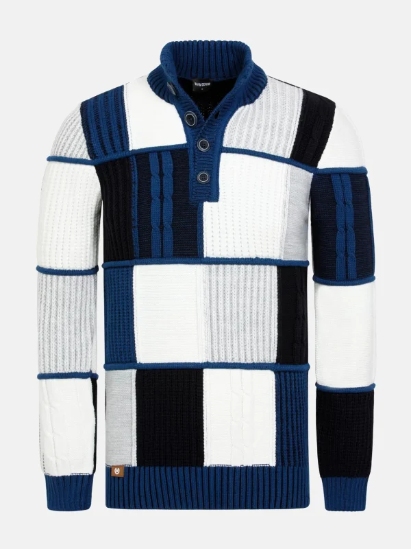 WAM DENIM Truien & Pullovers*Frank Knit Pattern Indigo Navy Truein