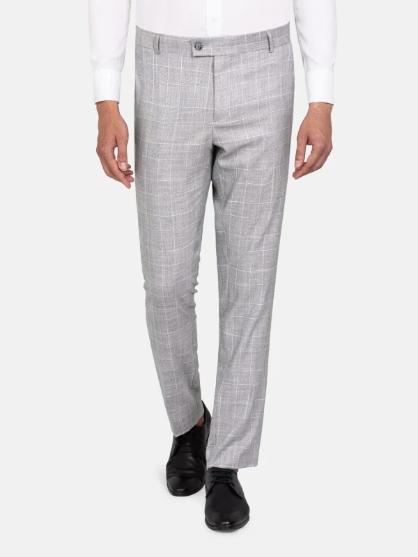 WAM DENIM Pakken & Maatwerk*Ground Checkered Slim Fit Grey Pantalon