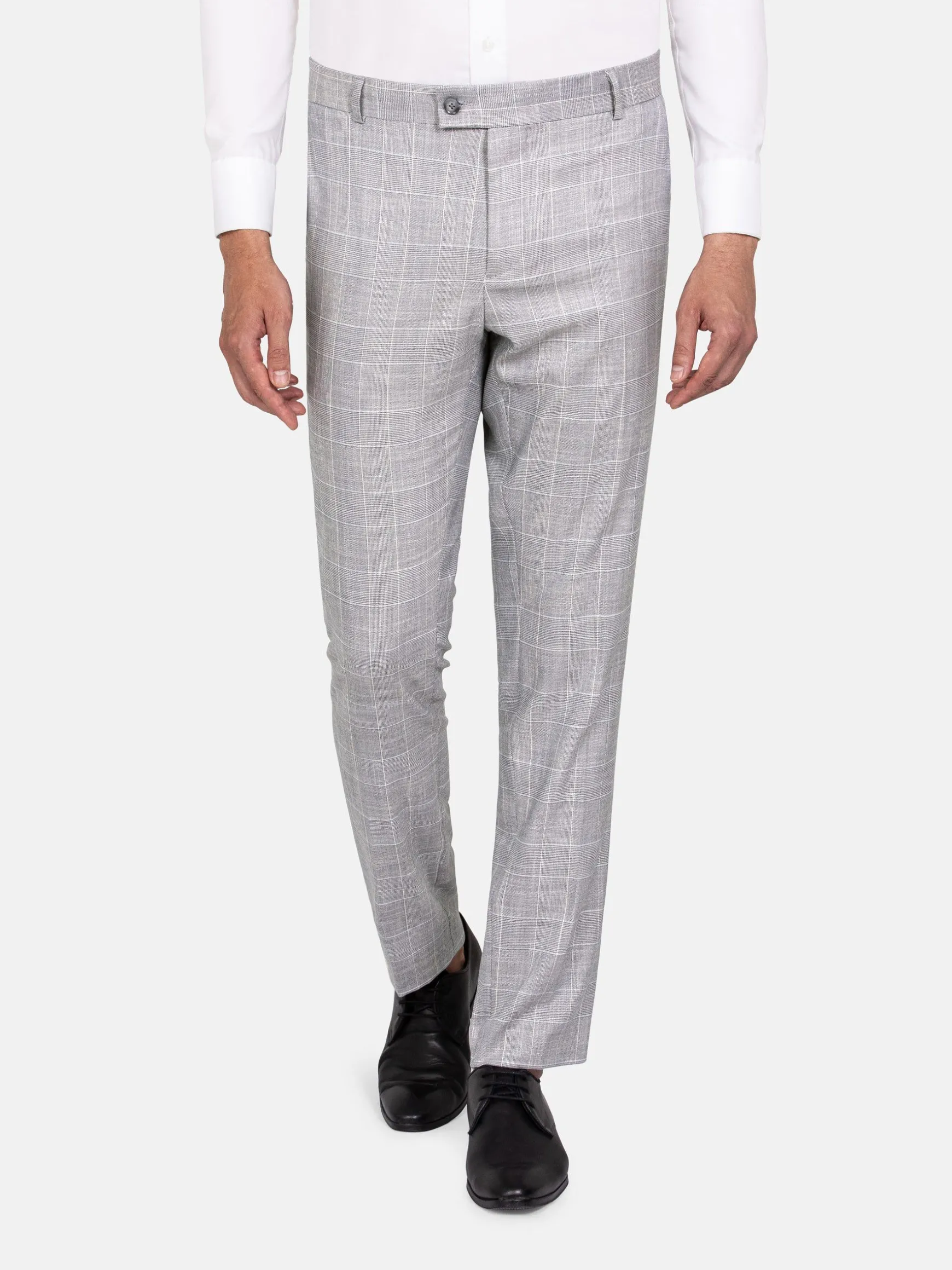 WAM DENIM Pakken & Maatwerk*Ground Checkered Slim Fit Grey Pantalon