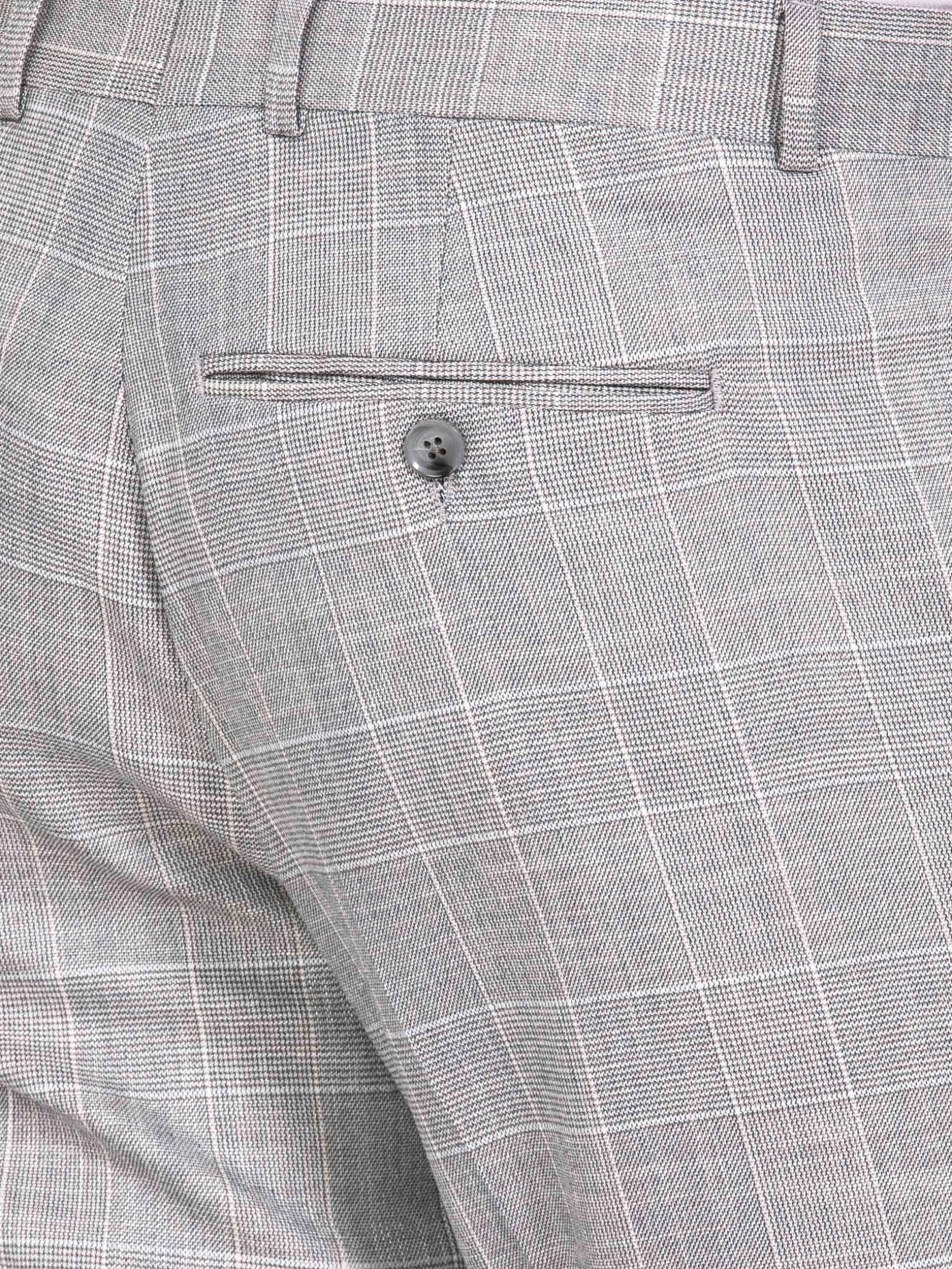 WAM DENIM Pakken & Maatwerk*Ground Checkered Slim Fit Grey Pantalon