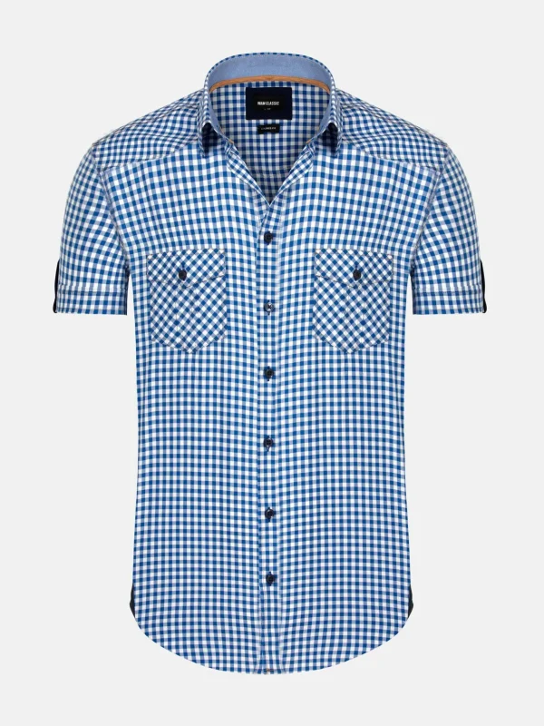 WAM DENIM Overhemd Korte Mouwen*Hugo Tailored Fit Royal Blue Overhemd