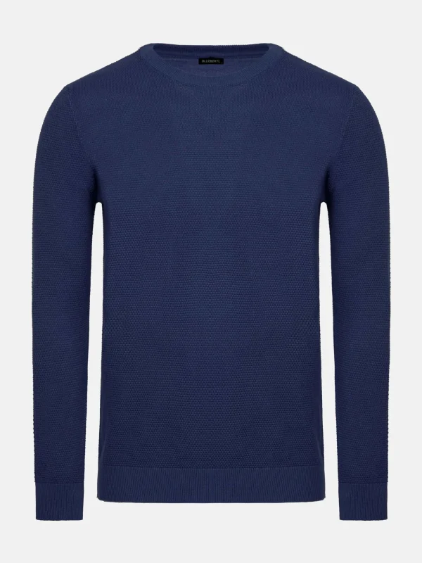 WAM DENIM Truien & Pullovers*Larry Navy Cotton Pullover