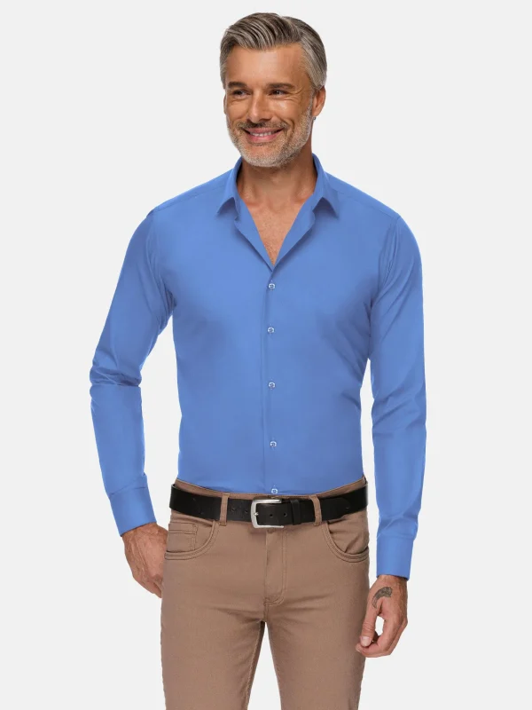 WAM DENIM Overhemd Lange Mouwen*Leira Solid Dark Blue Overhemd Lange Mouw