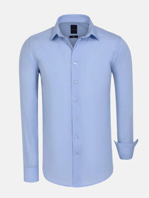 WAM DENIM Overhemd Lange Mouwen*Leira Solid Light Blue Overhemd Lange Mouw