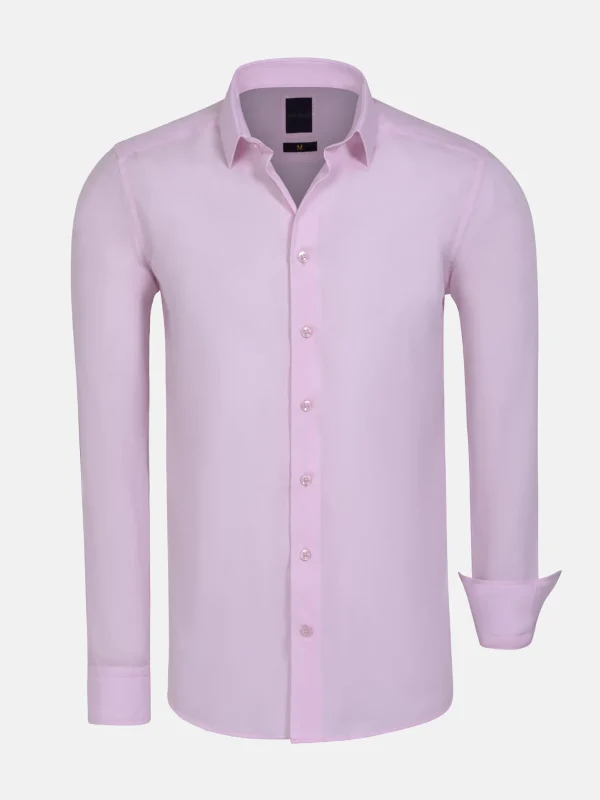 WAM DENIM Overhemd Lange Mouwen*Leira Solid Pink Overhemd Lange Mouw