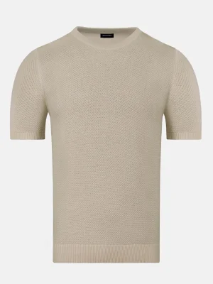 WAM DENIM T-Shirts*Lucas Pique Knit Beige T-Shirt