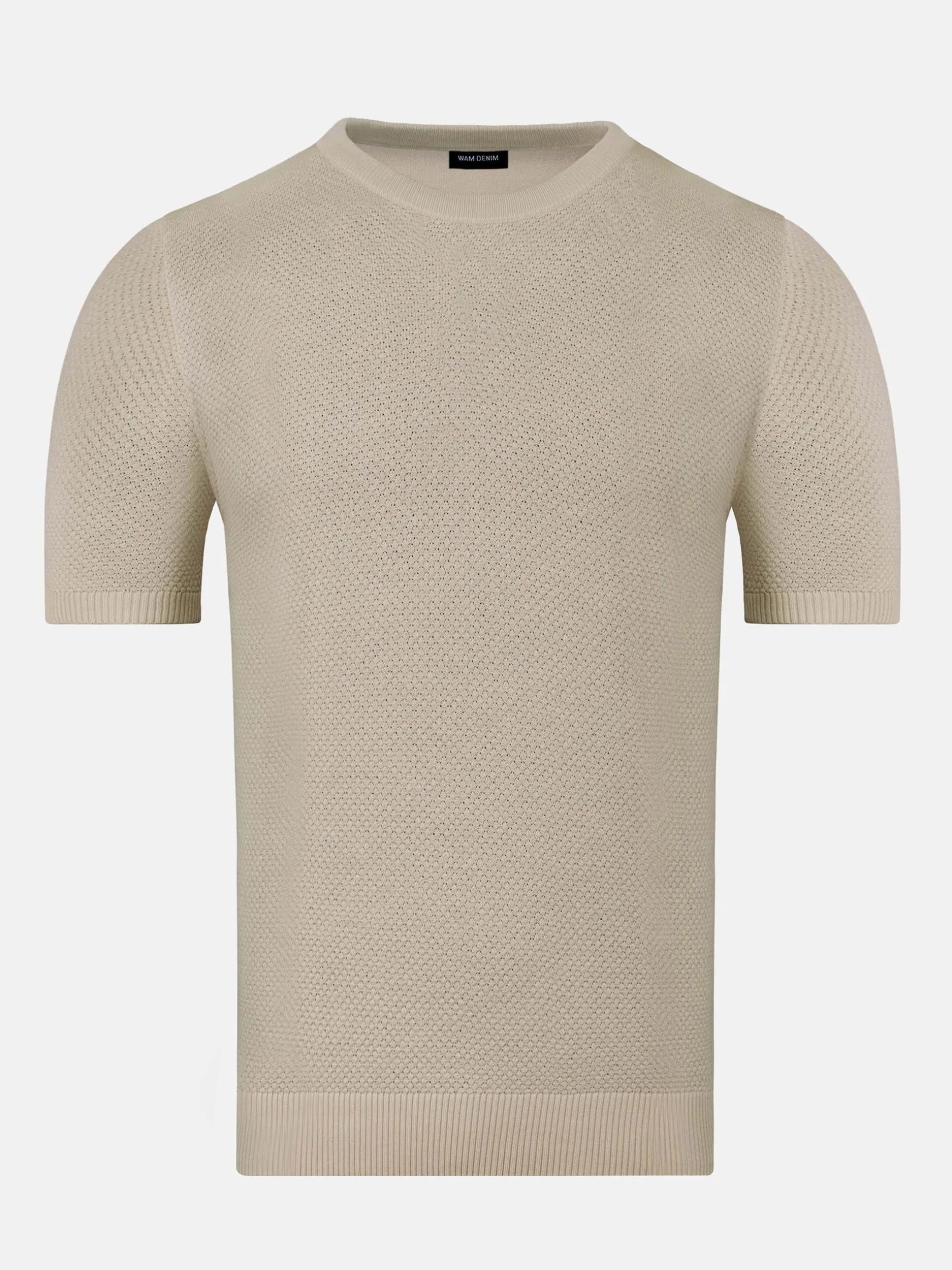 WAM DENIM T-Shirts*Lucas Pique Knit Beige T-Shirt