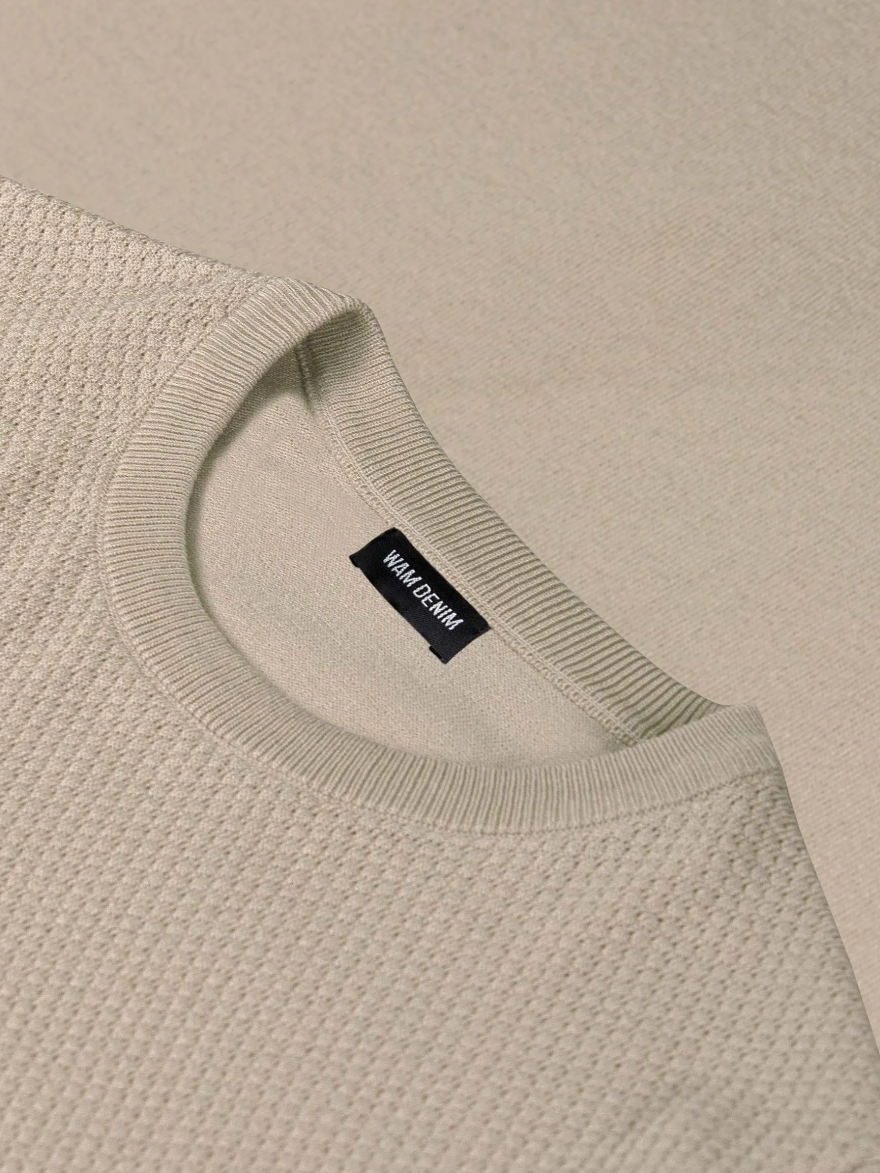 WAM DENIM T-Shirts*Lucas Pique Knit Beige T-Shirt