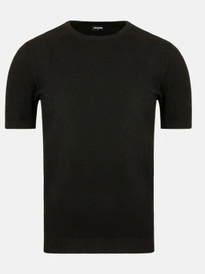 WAM DENIM T-Shirts*Lucas Pique Knit Black T-Shirt