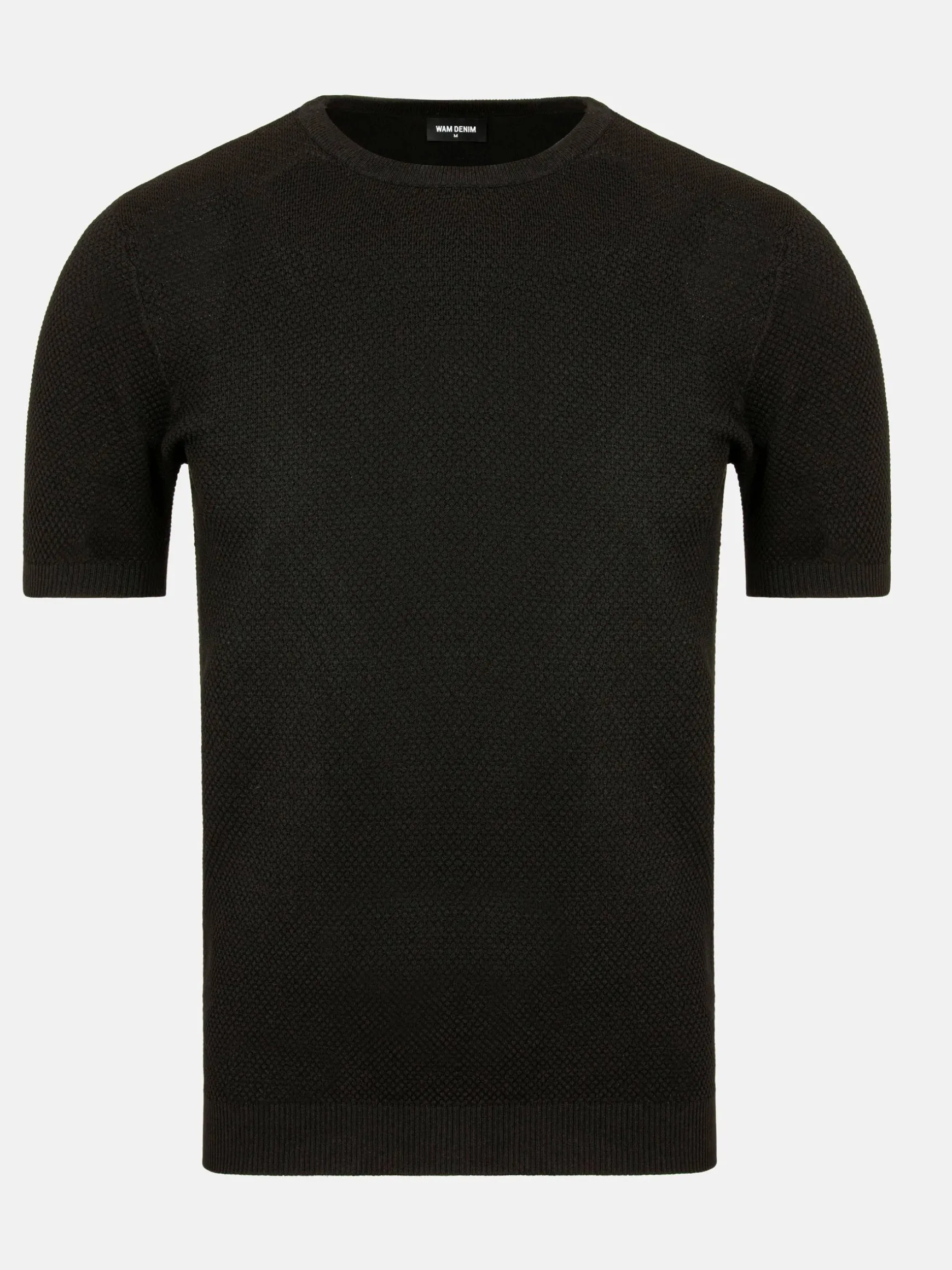 WAM DENIM T-Shirts*Lucas Pique Knit Black T-Shirt