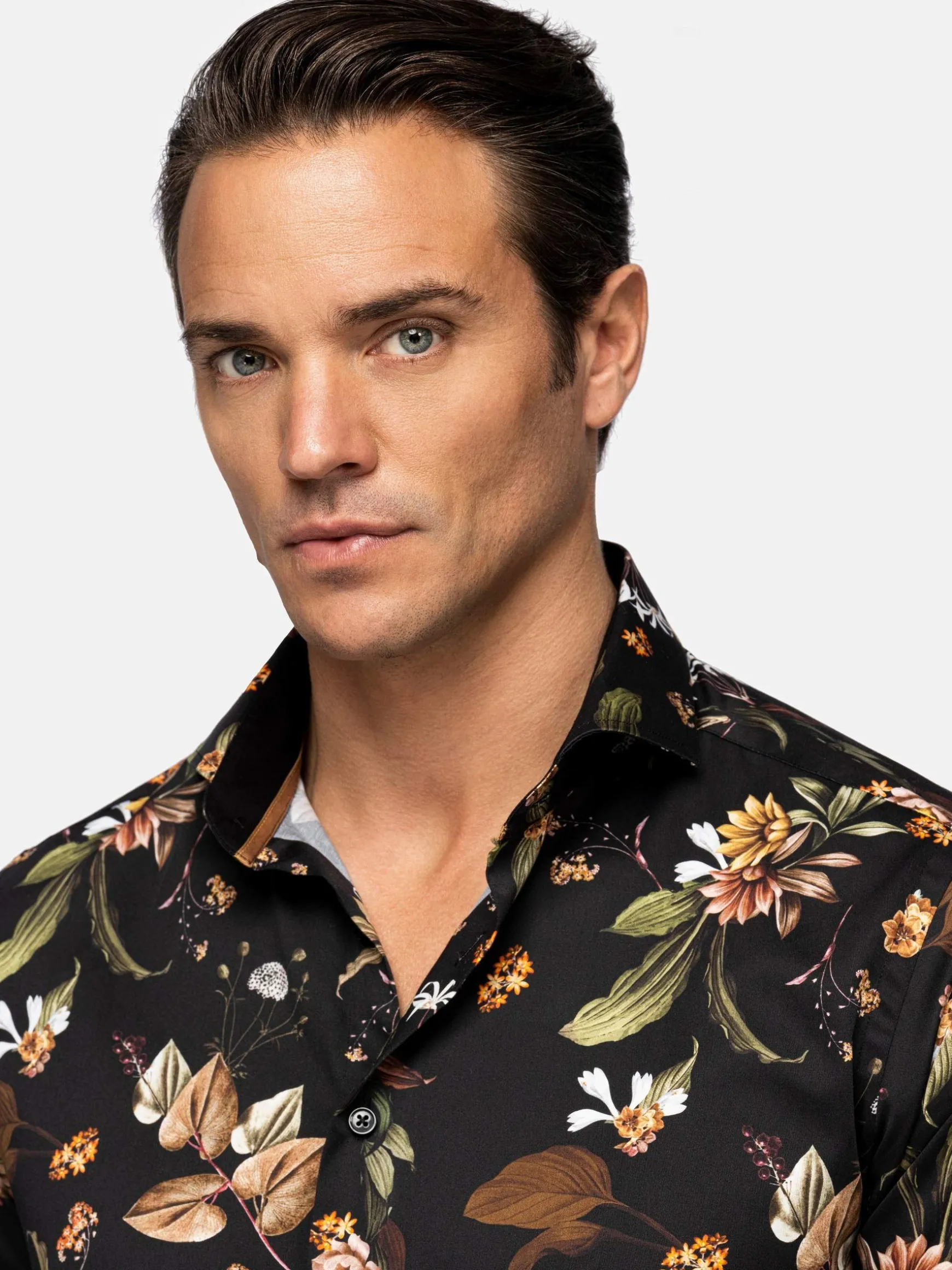 WAM DENIM Overhemd Lange Mouwen*Meru Slim Fit Floral Black Overhemd