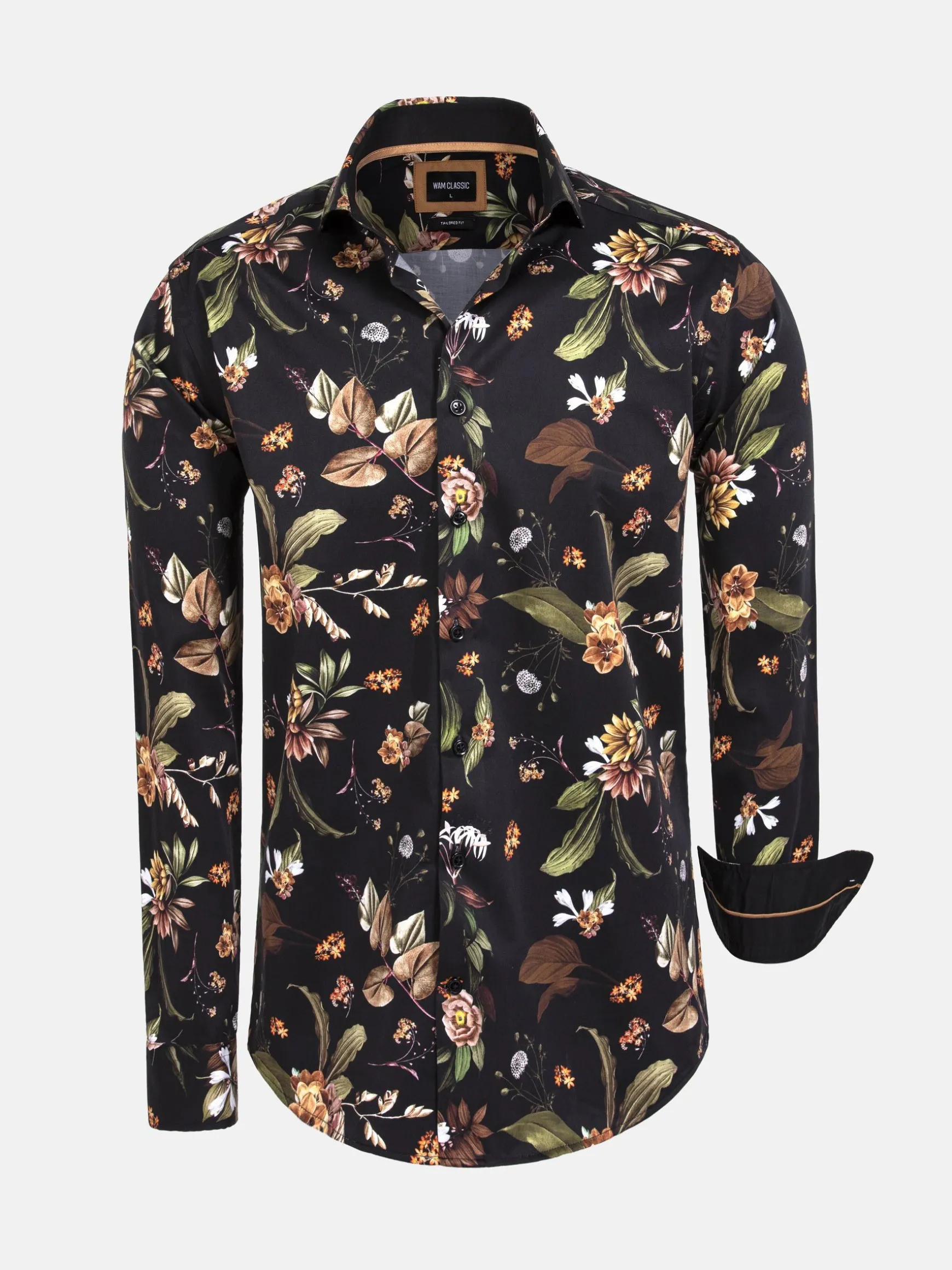 WAM DENIM Overhemd Lange Mouwen*Meru Slim Fit Floral Black Overhemd